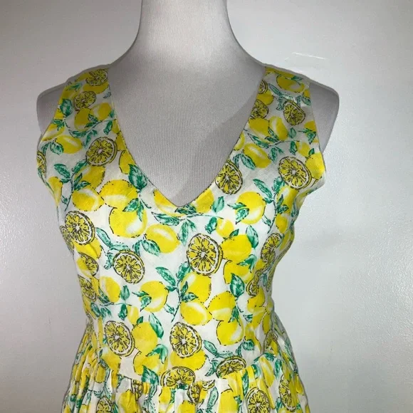 Anthropologie Lemon Print Sleeveless V-Neck Sundress - Picture 4 of 11